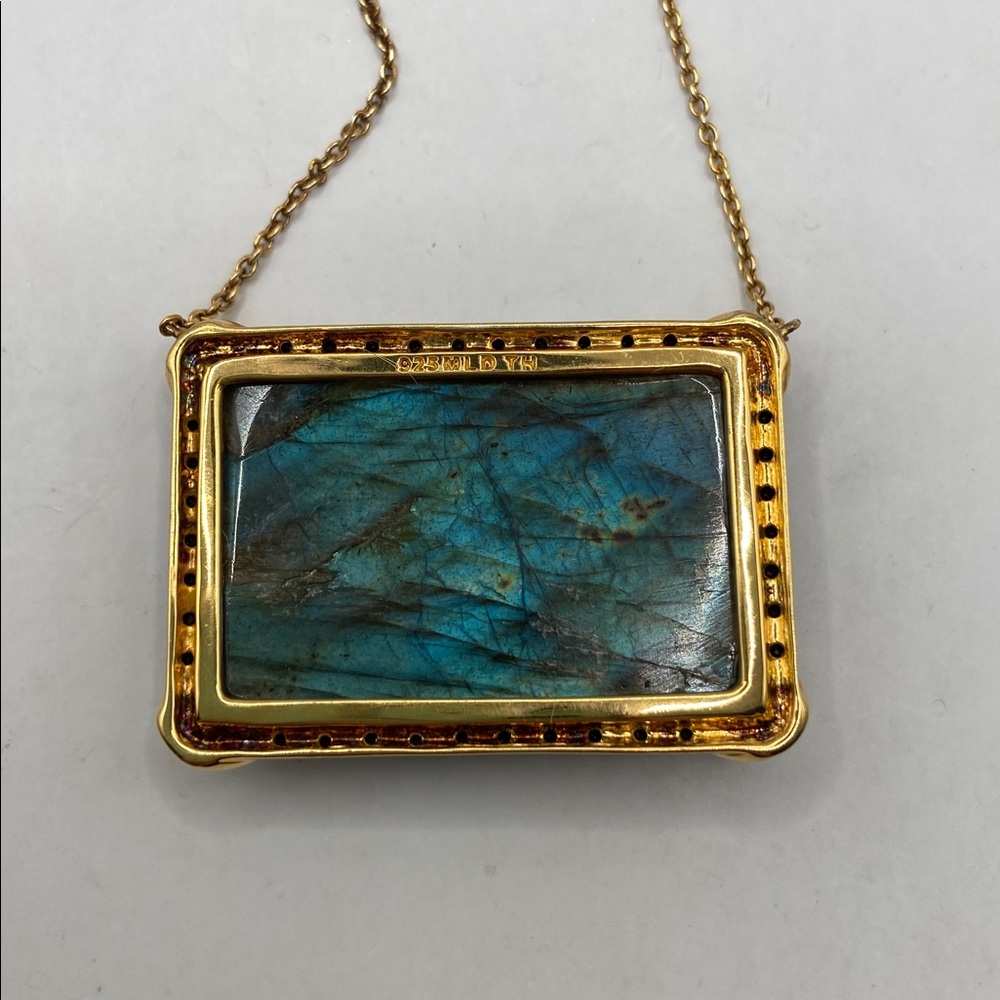 Rarities by Carol Brodie Gold Plated Sterling Labradorite Black Spinel Necklace - Picture 8 of 8
